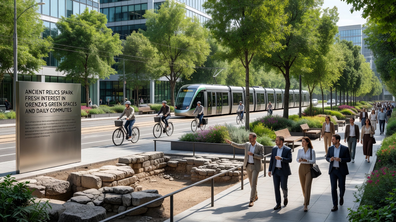 Updated bike path winding past preserved relic site in Orenza